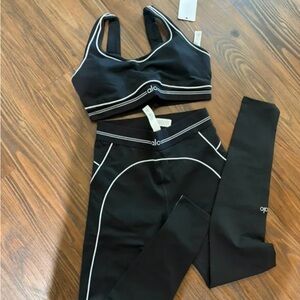 ALO Yoga Black Leggings with White Accents